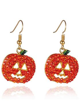Halloween Drop Warrings Faux Gem Rhinestone Pumpkin Gothic Earrings