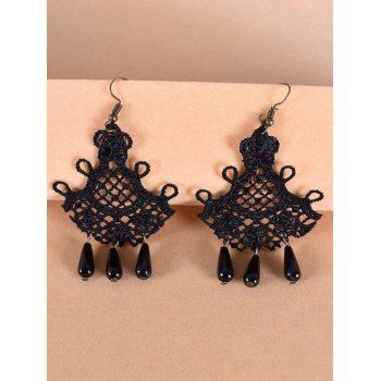 Fashion Women Gothic Drop Earrings Hollow Out Lace Beads Ethnic Earrings Jewelry Online Black