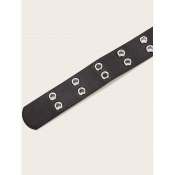 Eyelet Metal Buckle Chain Tassel PU Gothic Waist Belt