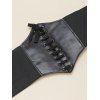 Lace Up Wide Girdle Corset Waist Solid Color Belt - Noir 