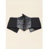 Lace Up Wide Girdle Corset Waist Solid Color Belt - Noir 