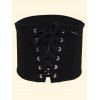 Gothic Lace Up Ribbed Elastic Wide Waist Belt - Noir 