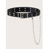 Eyelet Metal Buckle Chain Tassel PU Gothic Waist Belt - Noir 