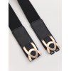 Decorative Metal Buckle PU Elastic Waist Belt - Noir 