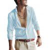 Pastel Color Shirt Button Up Shirt Long Sleeve Turn Down Collar Casual Shirt - LIGHT BLUE L