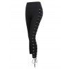 Legging Moulant Gothique Anneau en D à Taille Haute à Lacets - Noir XL