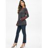 Contrast Heathered Hooded Thumb Hole Kangaroo Pocket Ruched T-shirt - GRAY 3XL