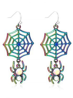 Halloween Rainbow Hollow Out Web Spider Gothic Drop Earrings