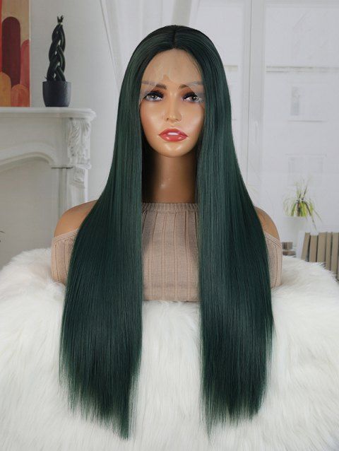 Long Straight Heat Resistant Synthetic 13*1 Lace Front Wig
