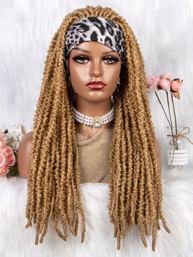 Braids 22 Inch Long Heat Resistance Synthetic Wig With Leopard Print Headband