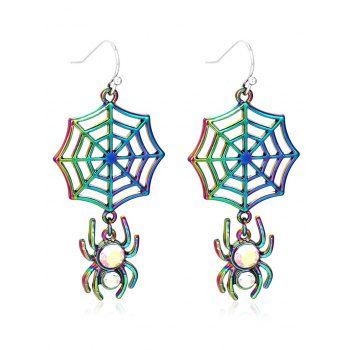 Fashion Women Halloween Rainbow Hollow Out Web Spider Gothic Drop Earrings Jewelry Online Multicolor