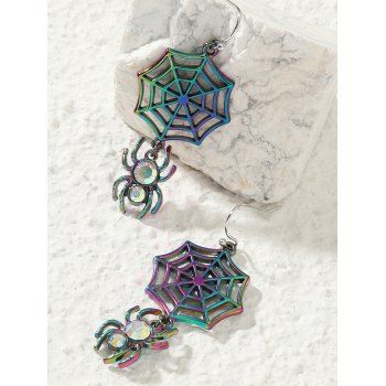 Halloween Rainbow Hollow Out Web Spider Gothic Drop Earrings