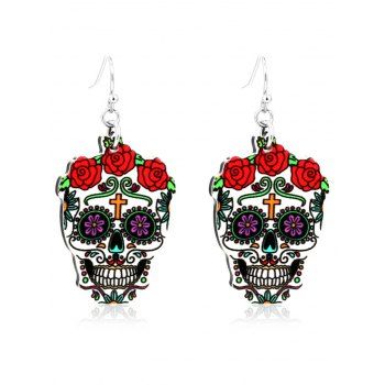 Fashion Women Gothic Drop Earrings Rose Skull Pattern Halloween Earrings Jewelry Online Multicolor