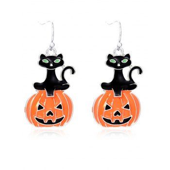 Fashion Women Gothic Drop Earrings Cartoon Pumpkin Cat Pattern Halloween Earrings Jewelry Online Multicolor