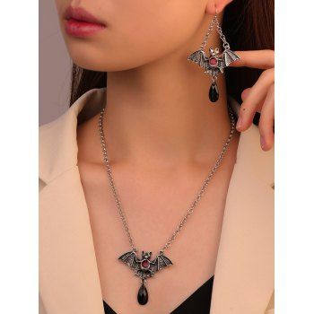 

Bat Shape Waterdrop Shape Gothic Chain Necklace And Earrings Set, Multicolor