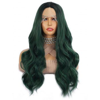 

Body Wave 13*1 Lace Front 28 Inch Long Heat Resistance Synthetic Wig, Green