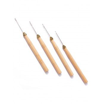 

12 Pcs Wooden Handle Hair Weaving Wig Crochet Hook Needle For Braids, Brown sugar