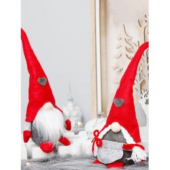 2 Pcs Cartoon Santa Claus Heart Bowknot Embellishment Chirstmas Dolls Home Decorations