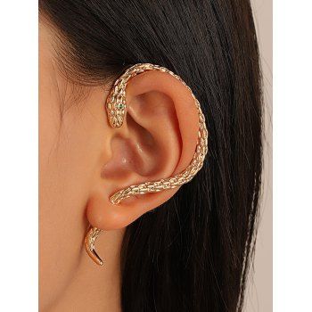 Single Gothic Snake Golden Stud Earrings