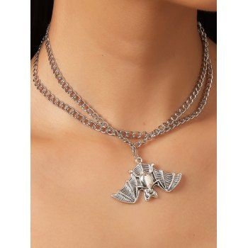

Halloween Bat Shape Layered Chain Necklace, Silver