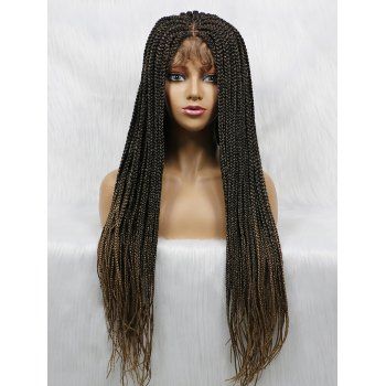 

4*4 Lace Front Braids 36 Inch Long See Thru Bang Heat Resistance Synthetic Wig, Camel brown