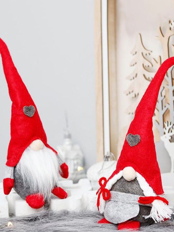 2 Pièces Poupées de Décoration Maison Motif Père Noël et Cœurs - multicolor 