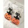 Gothic Drop Earrings Cartoon Pumpkin Cat Pattern Halloween Earrings - multicolor 