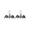 Boucles D'Oreilles Pendantes Motif Chauve-Souris pour Halloween Style Gothique - Argent 
