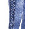 Legging Moulant à Imprimé 3D Jean à Taille Haute Elastique - Bleu XXXL