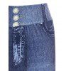 Legging Décontracté Brillant 3D en Denim Tricotée Insérée à Taille Haute Elastique - Bleu profond XXXL
