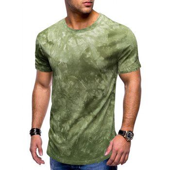 

Tie Dye T Shirt Curved Hem T Shirt Round Neck Short Sleeve Casual Tee, Light green