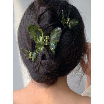 Fashion Women's Hair Accessories 3 Pcs Butterfly Hair Claws Fresh Style Outdoor Transparent Hair Claws Light green