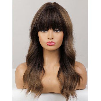 

24 Inch Long Wavy Full Bang Synthetic Wig, Multicolor a