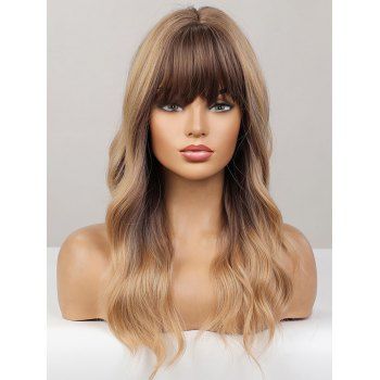

Wavy Ombre 24 Inch Long Full Bang Synthetic Wig, Multicolor a
