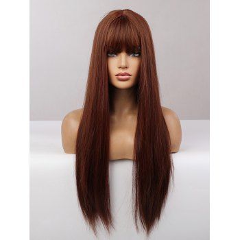 

Straight 26 Inch Long Full Bang Synthetic Wig, Sepia