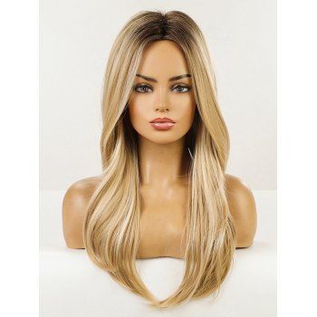 

Long Middle Part Ombre Straight Capless Synthetic Wig, Golden