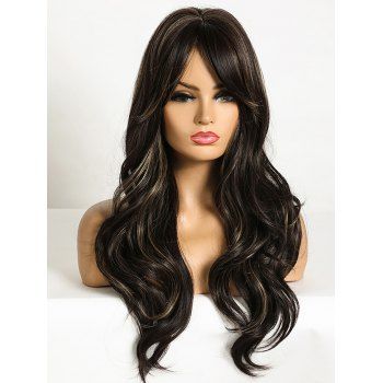 

Long Side Bang Highlight Body Wave Capless Synthetic Wig, Charcoal