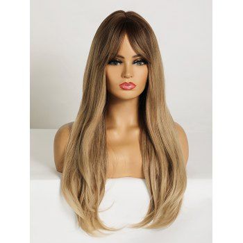 

Long Side Bang Straight Capless Synthetic Wig, Dark goldenrod