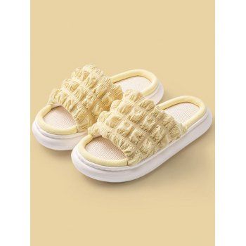 

Indoor Slippers Thick Platform Colorblock Textured Trendy Slippers, Light yellow