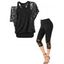 Ensemble de T-shirts de Base en Dentelle Rose et de Haut à Bretelle et Legging Court - Noir S