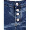 Plus Size Button Fly Tie Dye Frayed Jeans - DEEP BLUE 5X