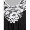 T-shirt Décontracté Fleur Feuille Panneau en Dentelle à Taille Empire de Grande Taille - Noir 3X