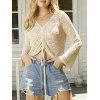 Haut Pull Décontracté Au Crochet en Couleur Unie à Manches Evasées à Col V - café lumière L