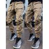 Pantalon Cargo Décontracté Lumineux avec Multi-Poches Zippées Taille Elastique - Blanc M