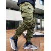 Pantalon Cargo Décontracté Lumineux avec Multi-Poches Zippées Taille Elastique - Vert profond XL