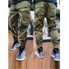 Pantalon Cargo Décontracté Lumineux avec Multi-Poches Zippées Taille Elastique - Vert profond 2XL