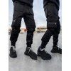 Pantalon Cargo Décontracté Lumineux avec Multi-Poches Zippées Taille Elastique - Noir L