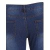 Pantalon Corsaire Décontracté Cousu Contrasté Délavé en Denim à Braguette Zippée - Bleu profond XL
