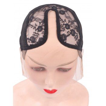 

Breathable Floral Lace T Shape Wig Net Cap, Black