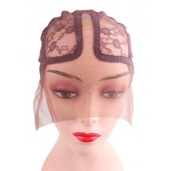 

Breathable Floral Lace T Shape Wig Net Cap, Light coffee